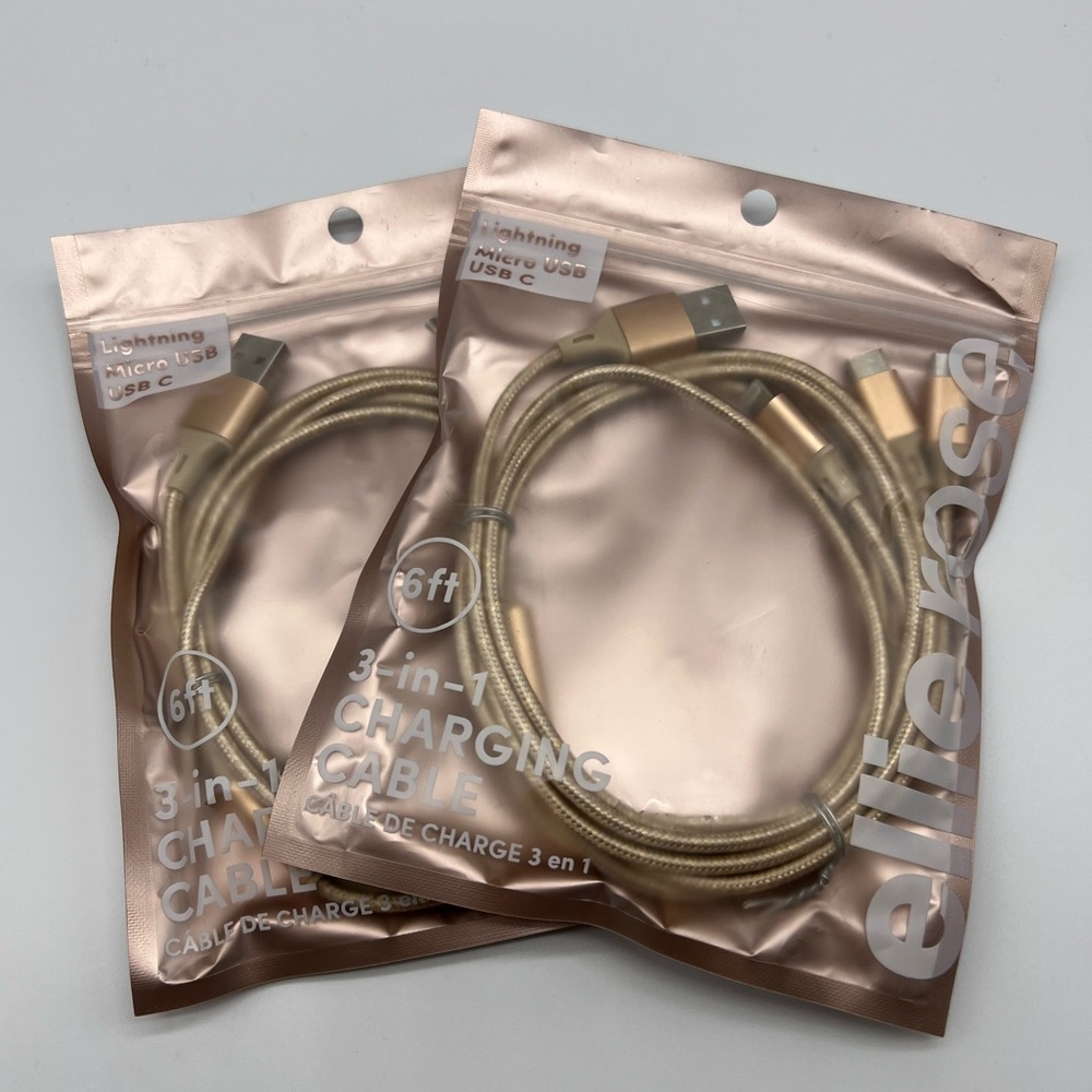 2 PACK- 3 in 1 Charging Cables 6ft